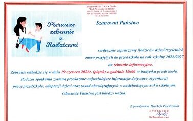 informacja o zebraniu dla rodzic&oacute;w dzieci nowo przyjętych
