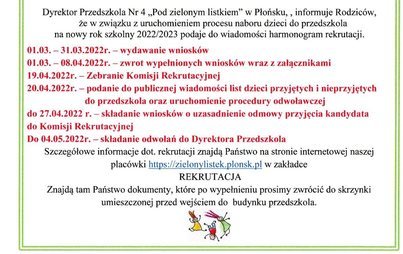 Zdjęcie do Harmonogram rekrutacji