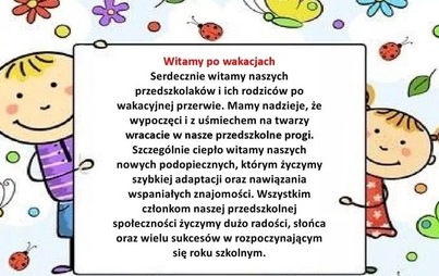 Zdjęcie do Witamy w nowym roku szkolnym
