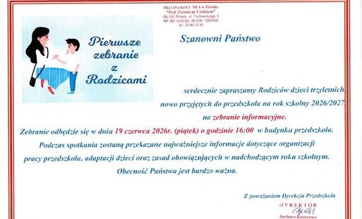 informacja o zebraniu dla rodziców